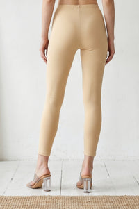Gold Solid Cotton Blend Skinny Fit Ankle Length Mid Rise Tights