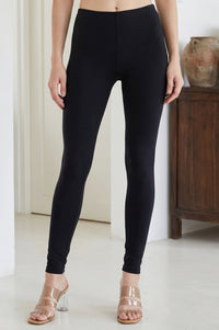 Black Solid Cotton Blend Skinny Fit Ankle Length Leggings