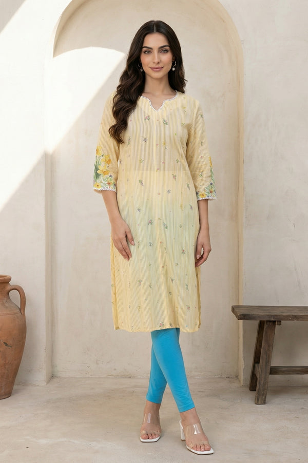 Blue Solid Cotton Lyrca Ankle Length Tights