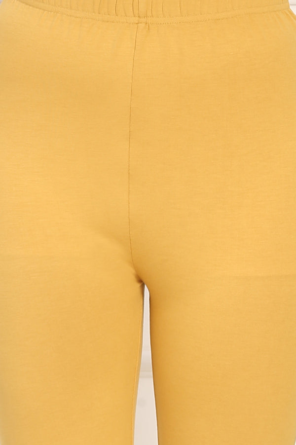 Mustard Solid Dori Embroidered Anarkali Kurta, Leggings and Dupatta Set