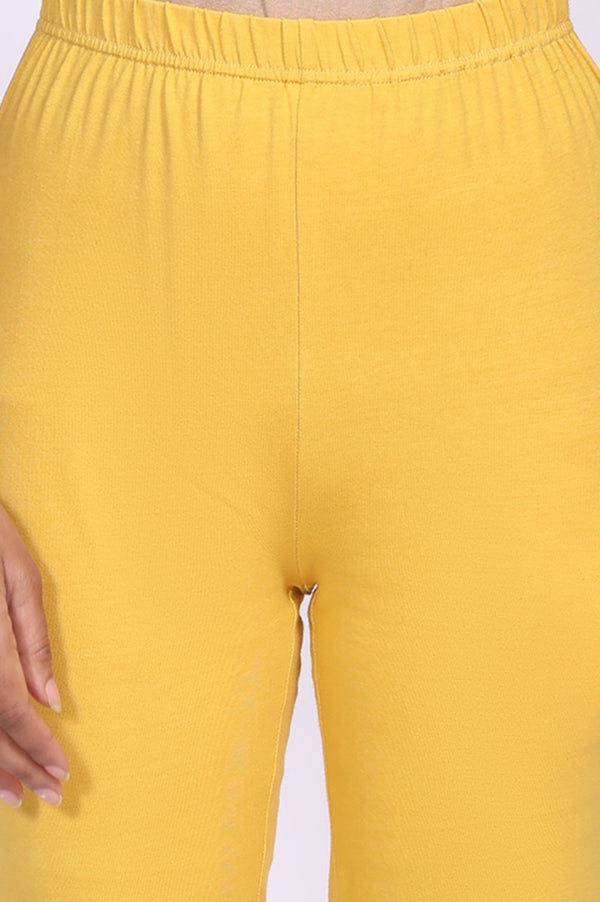 Yellow Embroidered Jacquard Anarkali Kurta with Leggings and Dupatta Set