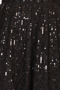 Black Sequins Crop Top with Skirt and Dupatta Set