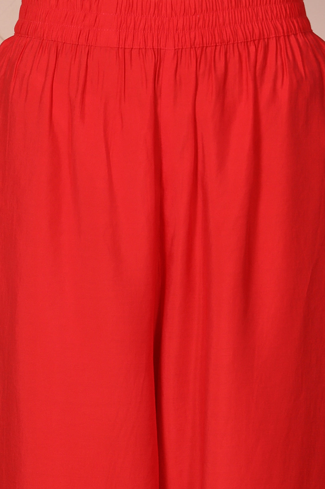 Red Mirror Work A-Line Kurta with Pant and Dupatta