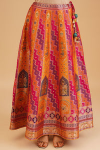 Pink Jacquard Zari Straight Top with Skirt and Dupatta Set