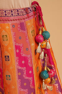 Pink Jacquard Zari Straight Top with Skirt and Dupatta Set