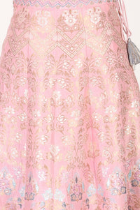 Slate Grey Zari Jacquard Crop Blouse with Lehenga Set with Dupatta