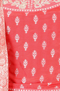 Red Jacquard Zari Embroidered Sleeveless Blouse And Lehenga Set With Dupatta