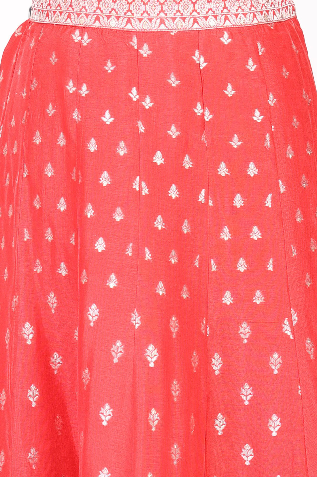 Red Jacquard Zari Embroidered Sleeveless Blouse And Lehenga Set With Dupatta