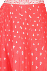 Red Jacquard Zari Embroidered Sleeveless Blouse And Lehenga Set With Dupatta