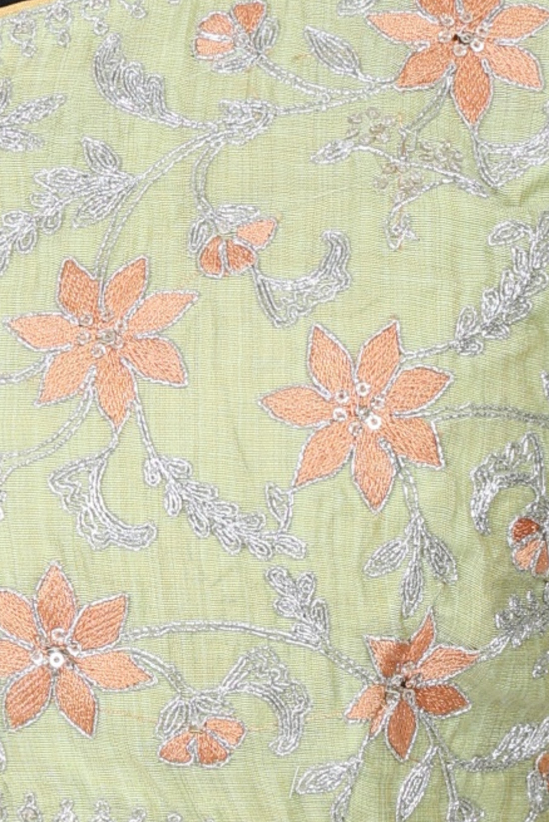Green and Yellow Embroidered Jacquard Blouse with Lehenga and Dupatta Set