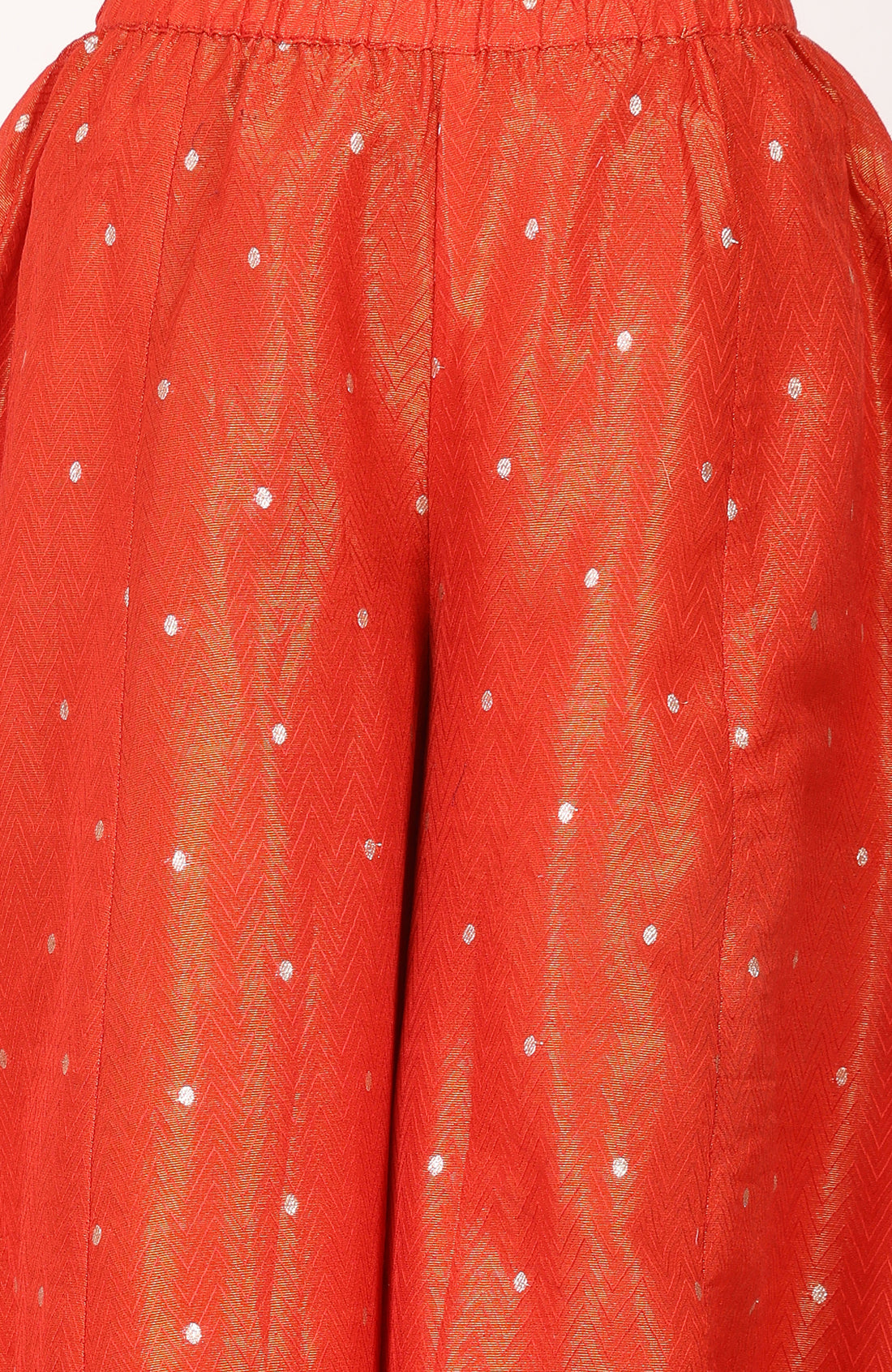 Orange Yarn Dyed Textured Zari Jacquard Straight Kurta With Palazzo and Dupatta Set