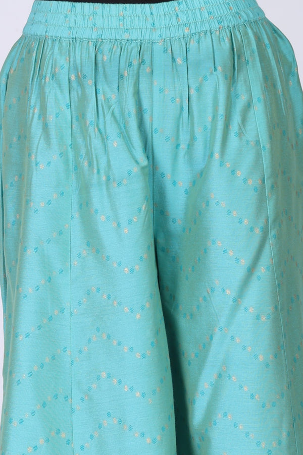 Red Bandhani Printed Embellished Straight Kurta with Sea Green Palazzos and Dupatta Set