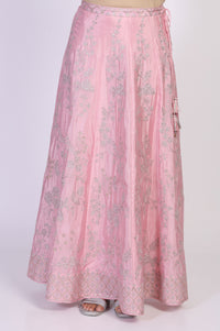 Pink Sequins Flared Top with Skirt and Dupatta Set