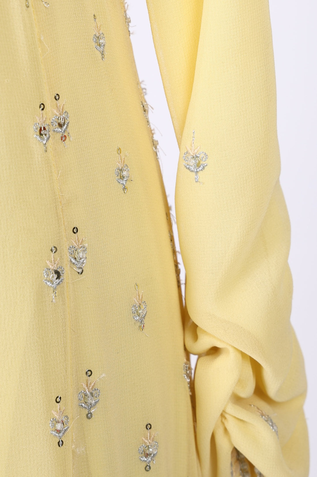 Yellow Georgette Embroidered Anarkali Kurta with Leggings and Dupatta Set