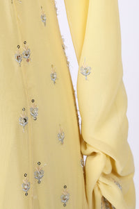 Yellow Georgette Embroidered Anarkali Kurta with Leggings and Dupatta Set