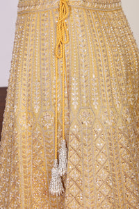 Yellow Sequins Georgette Blouse and Skirt set with Dupatta and Jacket