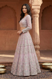 Lavender Zari Blouse with Skirt and Dupatta Set