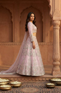 Lavender Zari Blouse with Skirt and Dupatta Set