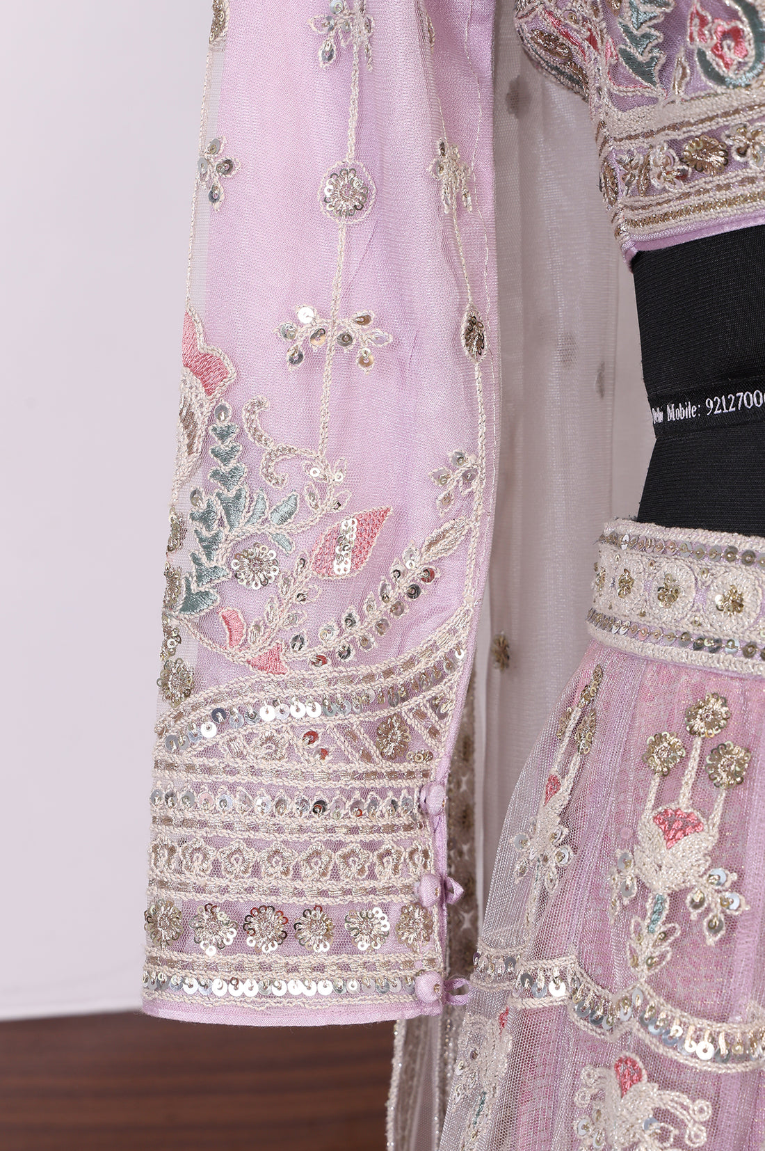Lavender Zari Blouse with Skirt and Dupatta Set