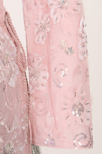 Pink Sequins Embellished Nylon Blend Blouse with Skirt and Dupatta Set