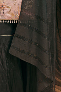 Black Embroidered Straight Kurta with Sharara and Dupatta Set