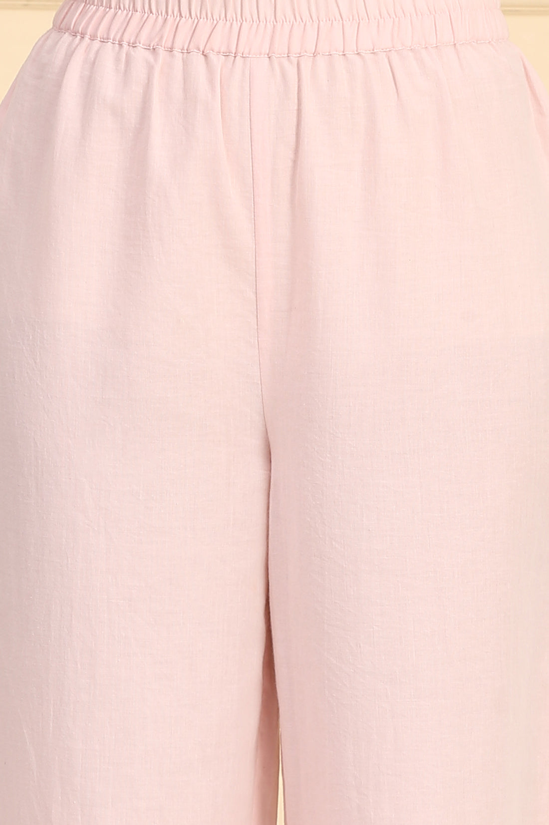 Pink Floral Printed Bead Embellished Straight Cotton Blend Kurta, Palazzos and Dupatta Set