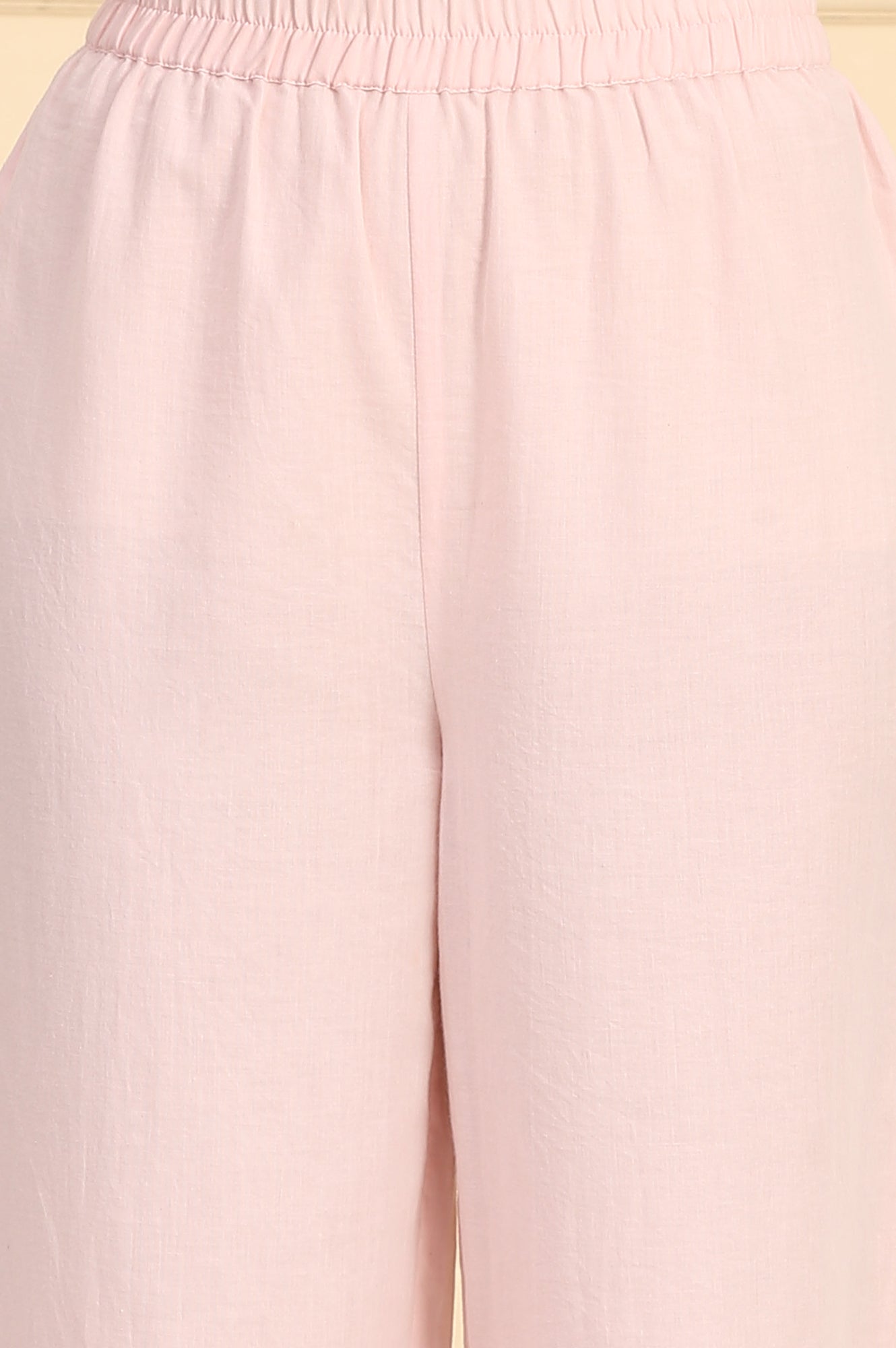 Pink Floral Printed Bead Embellished Straight Cotton Blend Kurta, Palazzos and Dupatta Set