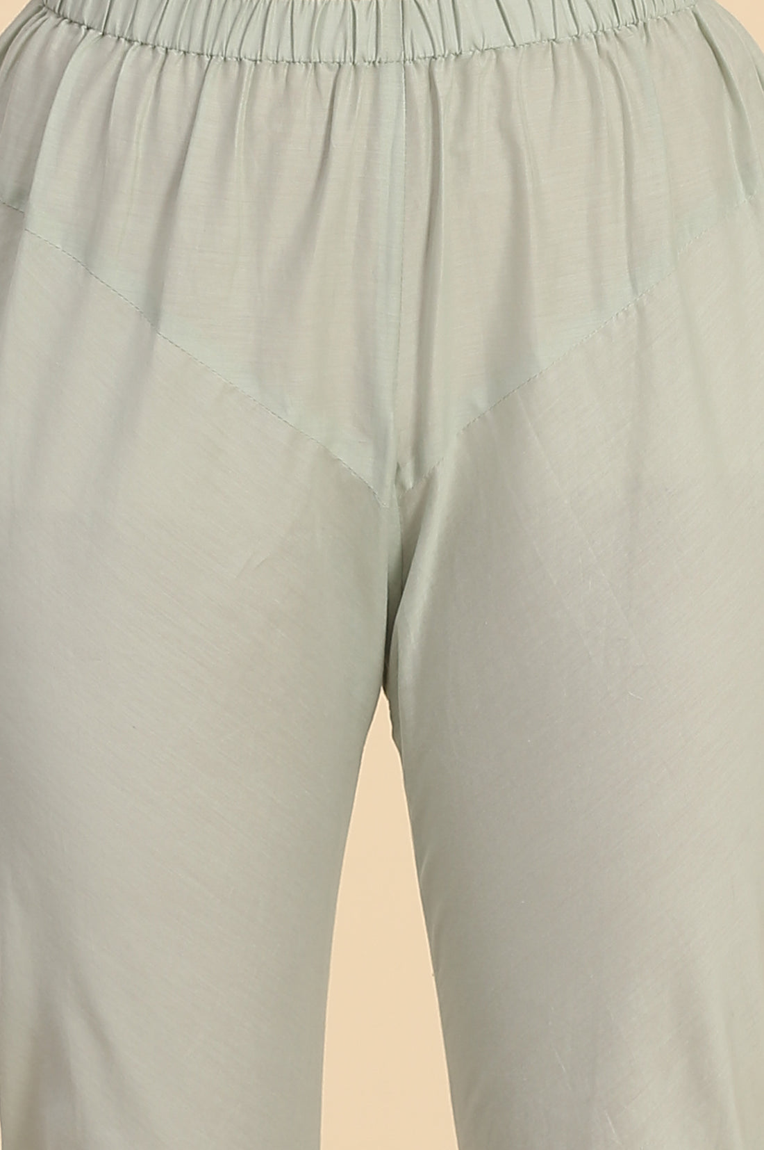 Pastel Green Lace Embellished Flared Kurta, Cotton Churidar and Dupatta Set