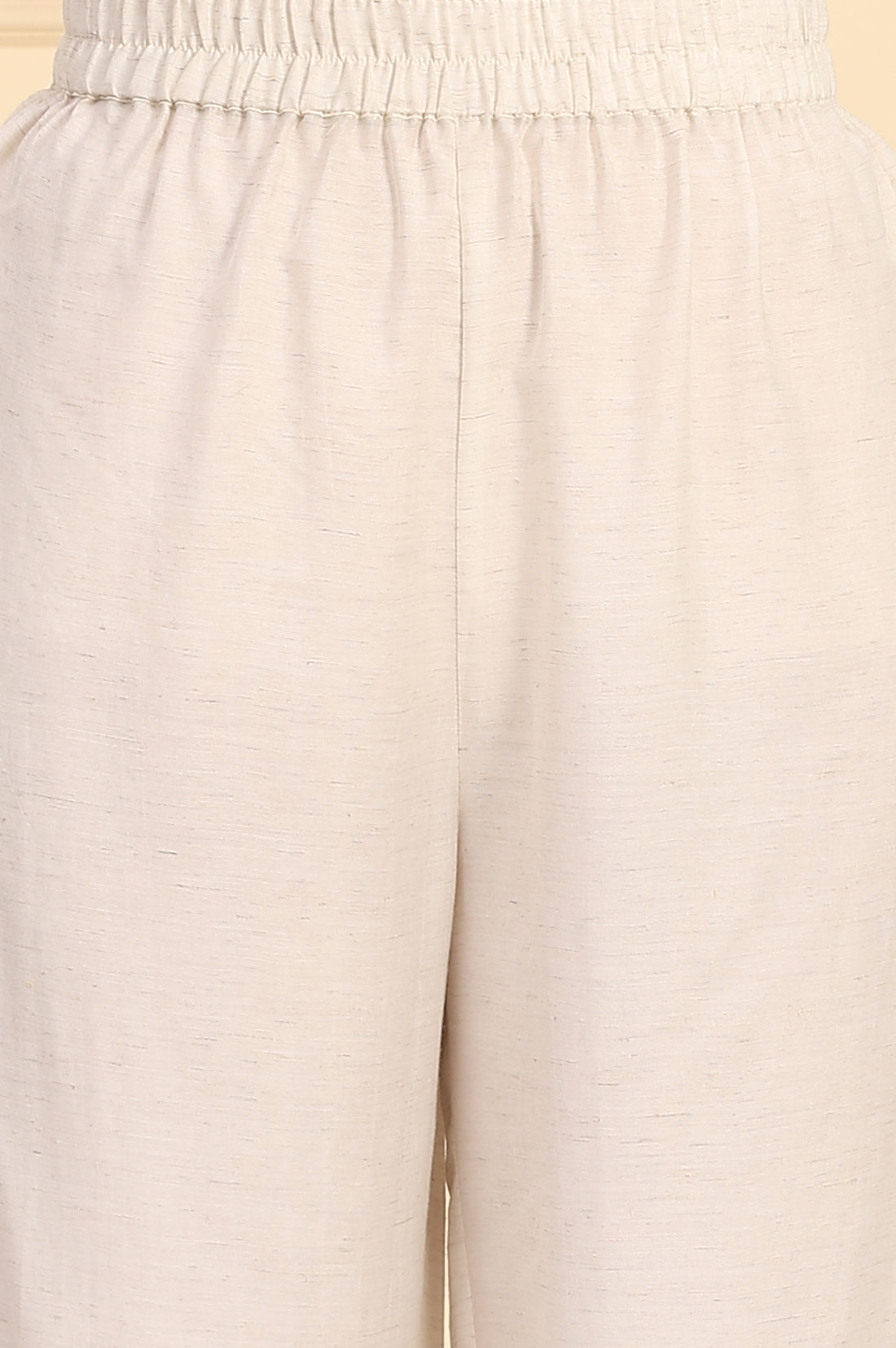 Off White Bead Embellished Flared Kurta, Palazzo and Dupatta Set