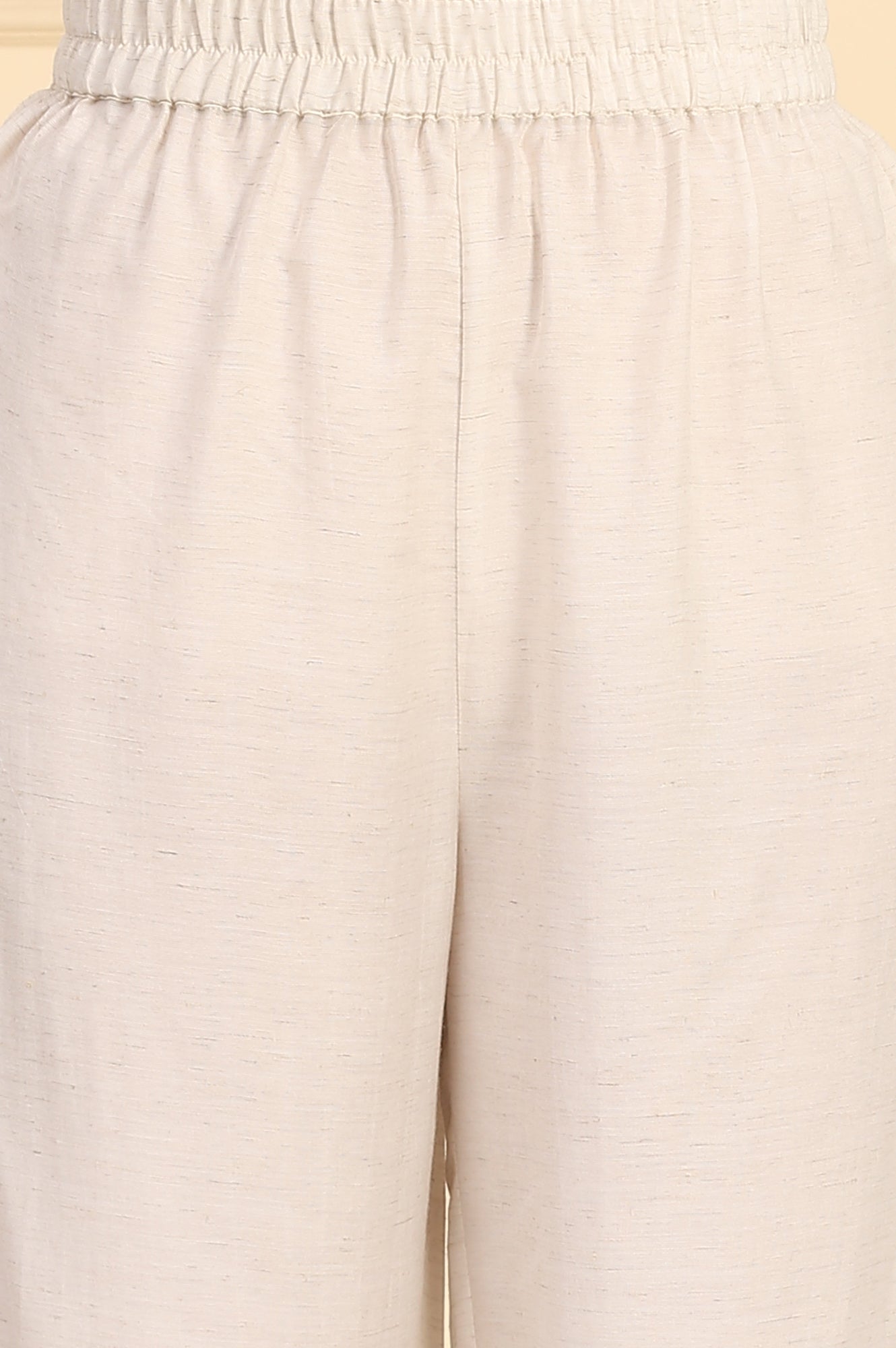 Off White Bead Embellished Flared Kurta, Palazzo and Dupatta Set