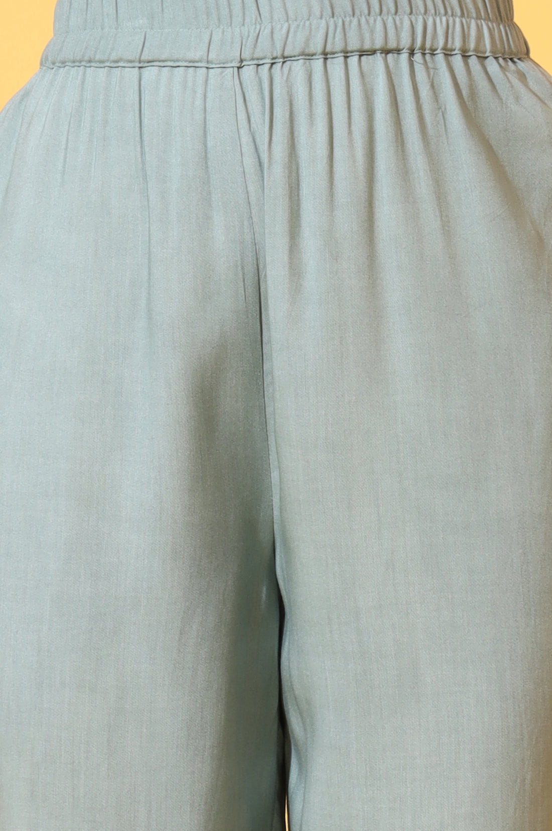 Aqua Green Jacquard Embroidered Straight Kurta, Palazzo and Dupatta Set