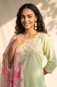 Pink Floral Printed Georgette Dupatta