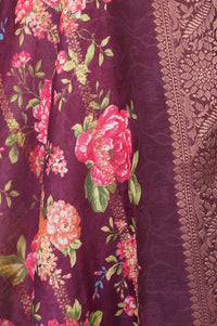 Maroon Floral Printed Zari Jacquard Dupatta