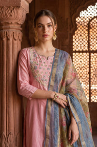 Olive Floral Printed Zari Jacquard Dupatta
