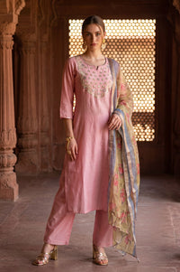 Olive Floral Printed Zari Jacquard Dupatta