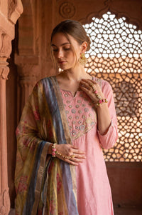 Olive Floral Printed Zari Jacquard Dupatta