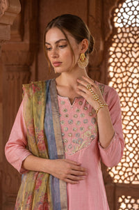 Olive Floral Printed Zari Jacquard Dupatta