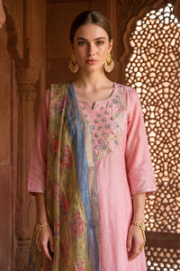 Olive Floral Printed Zari Jacquard Dupatta