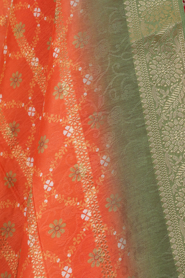 Aurelia Women's Orange Zari Jacquard Rayon Dupatta