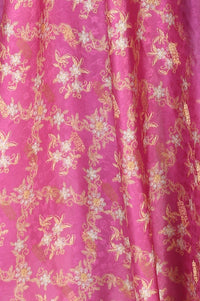 Fuchsia Jacquard Zari Floral Printed Dupatta