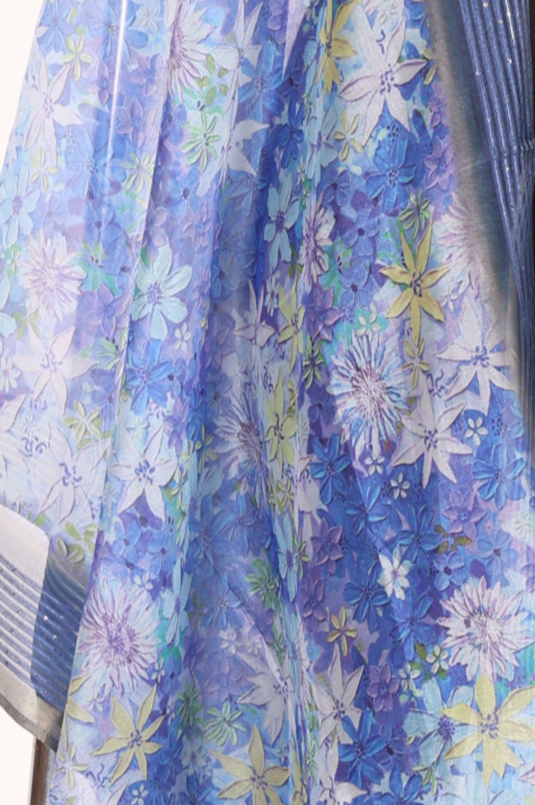 Blue Floral Printed Jacquard Dupatta