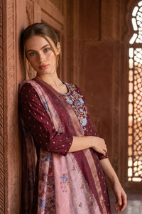 Pink Floral Printed Zari Jacquard Dupatta