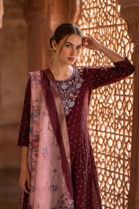 Pink Floral Printed Zari Jacquard Dupatta
