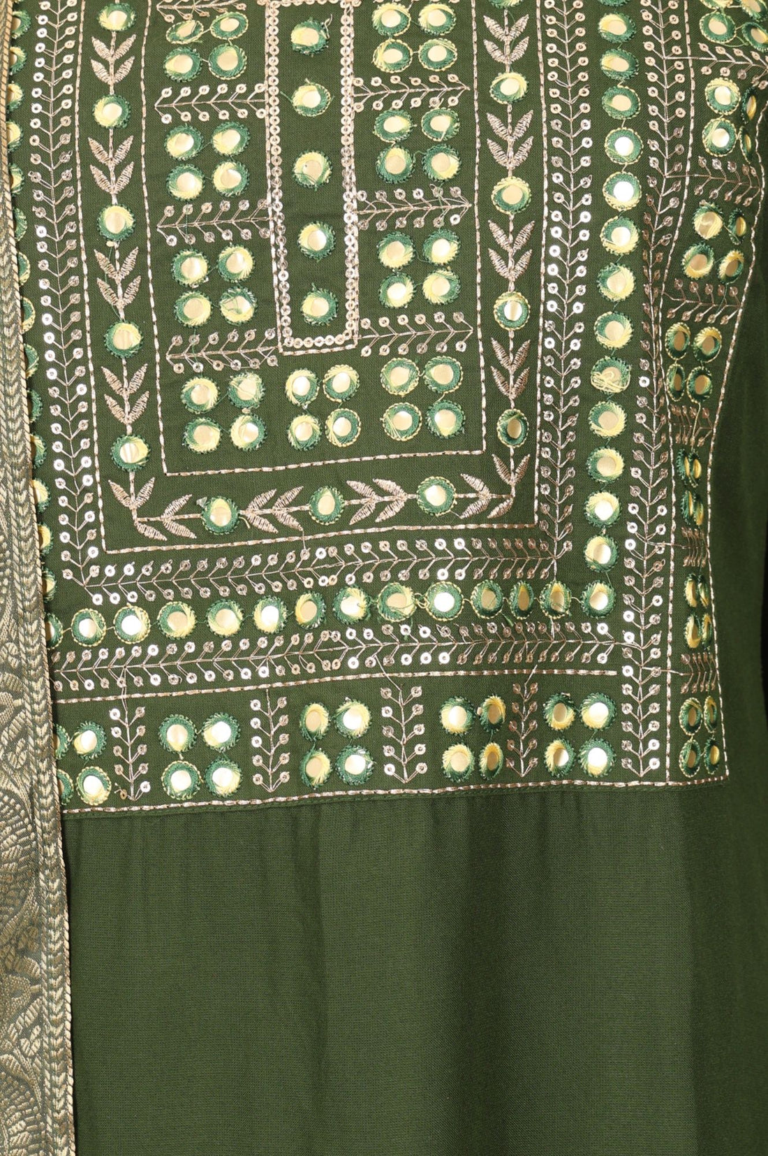 Olive Zari Ethnic Motifs Printed Jacquard Dupatta