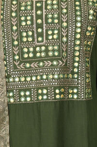 Olive Zari Ethnic Motifs Printed Jacquard Dupatta