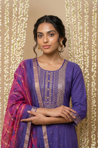 Pink Zari Geometric Printed Jacquard Dupatta