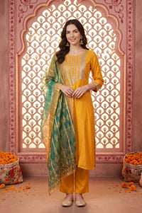 Teal Jacquard Zari Dupatta