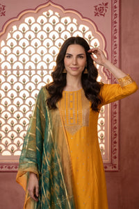 Teal Jacquard Zari Dupatta
