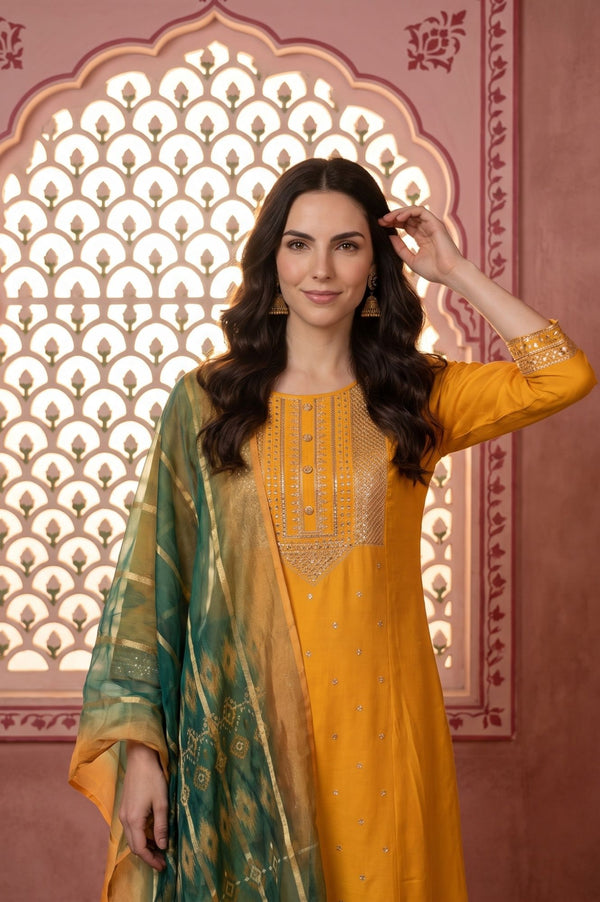Teal Jacquard Zari Dupatta