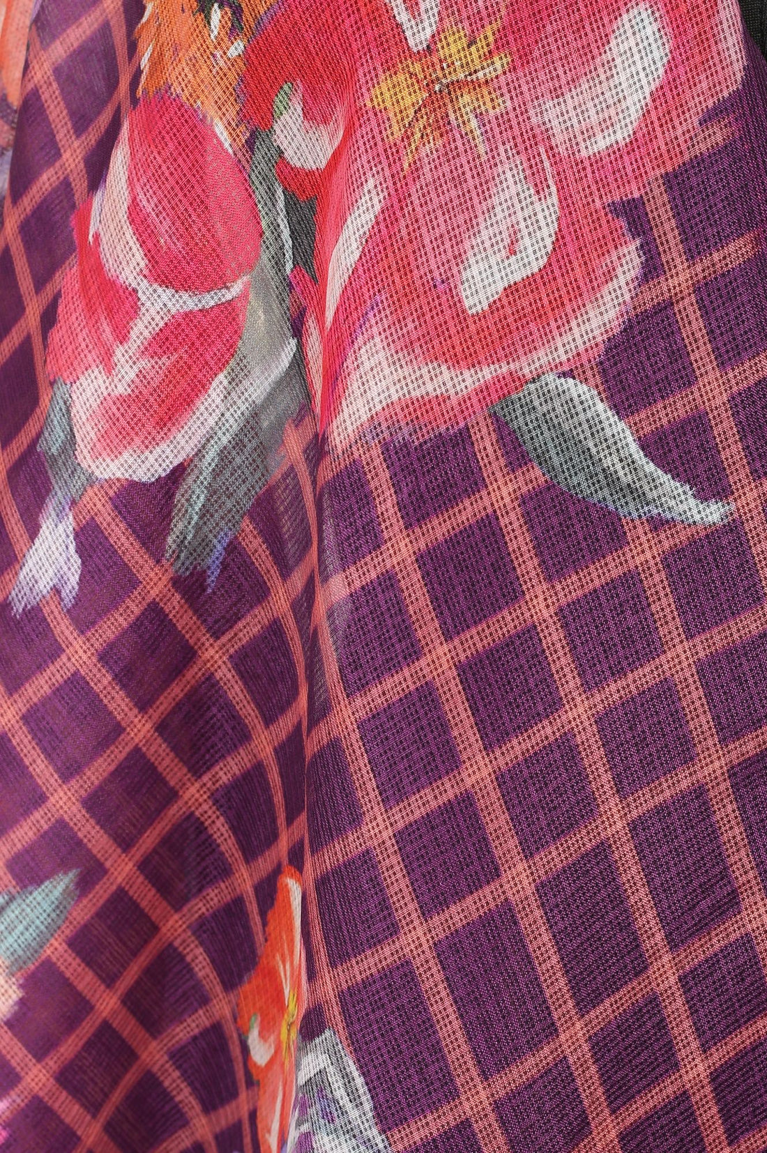 Purple Floral Printed Kota Dupatta